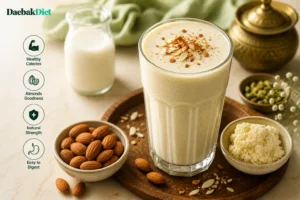 Khoya and almond milkshake with milk and nuts for healthy weight gain